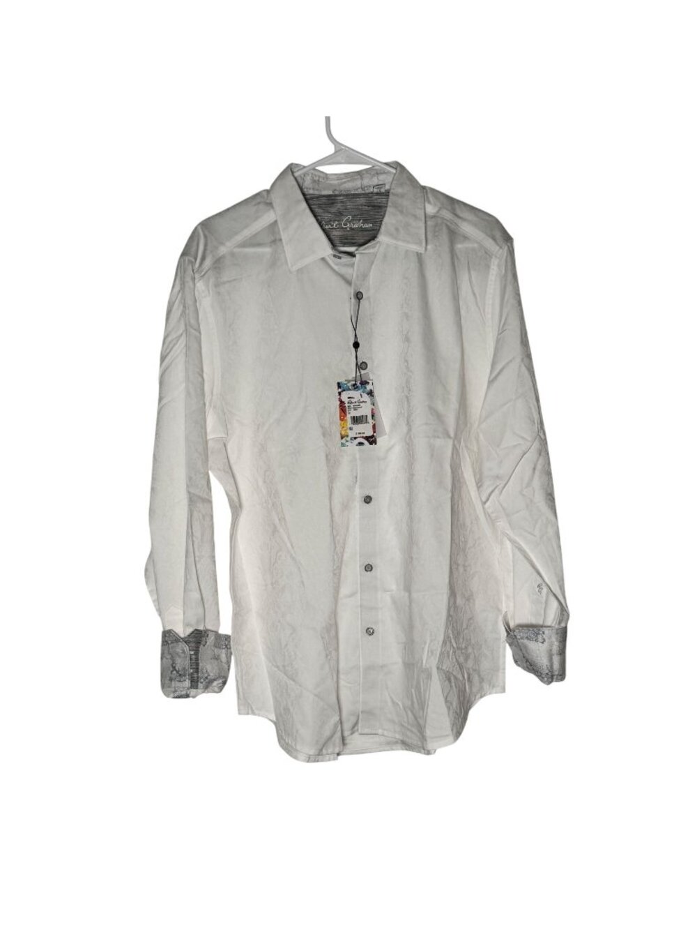 Robert Graham Highland White Button Front Shirt Size XL Classic Fit NWT
